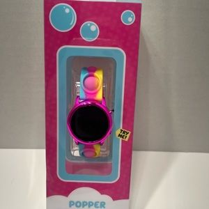 Girls Popper Band Lcd Watch Pink Yellow Blue Purple New Rubber Band